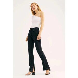 We The Free People Jeans Emmy Split Hem Bootcut High Rise Black Women's Size 28